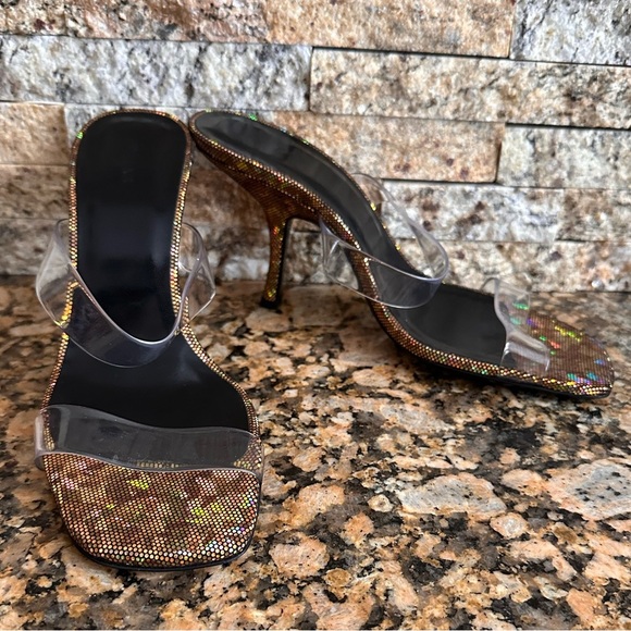 New By Far Clara PVC Iridescent Heeled 95mm Sandals - Picture 4 of 11